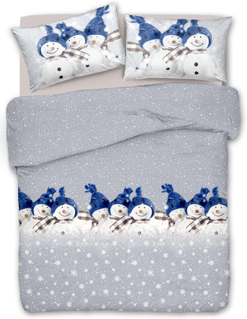 Parure Copripiumino Matrimoniale e Singolo 100% Cotone | Snowman Blu
